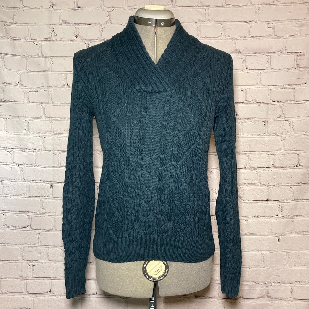 Teal cable knit sweater